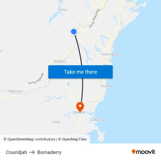 Couridjah to Bomaderry map