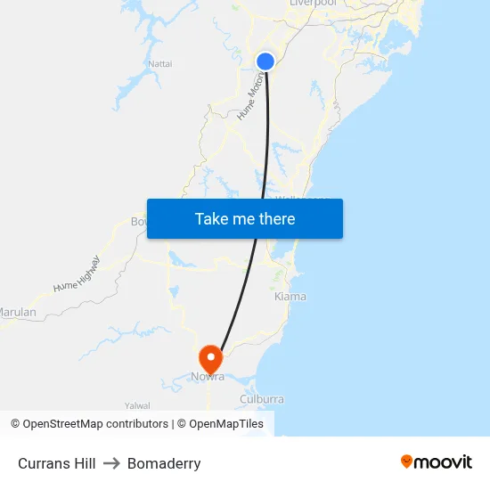 Currans Hill to Bomaderry map