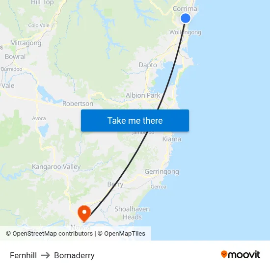 Fernhill to Bomaderry map