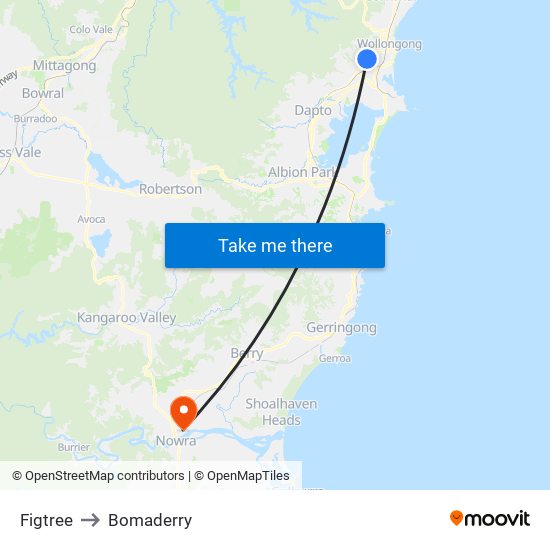 Figtree to Bomaderry map