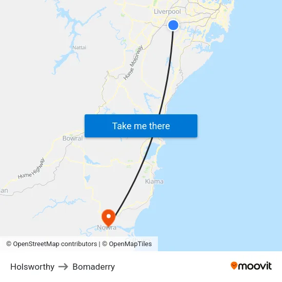 Holsworthy to Bomaderry map