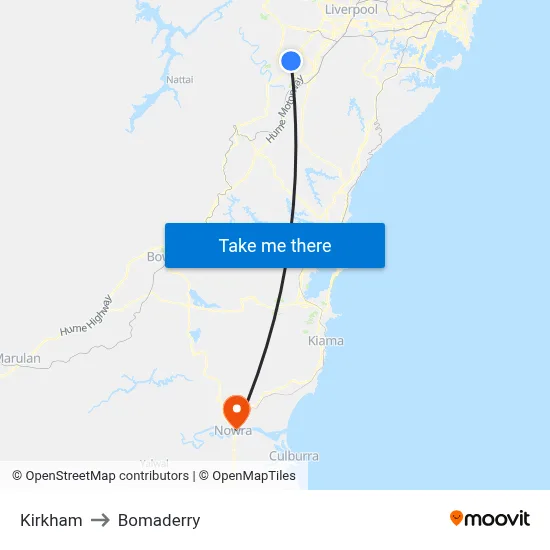 Kirkham to Bomaderry map