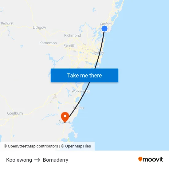 Koolewong to Bomaderry map