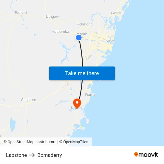 Lapstone to Bomaderry map