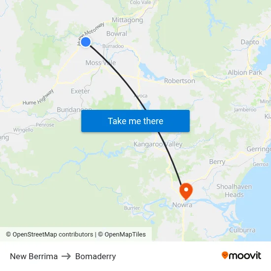 New Berrima to Bomaderry map