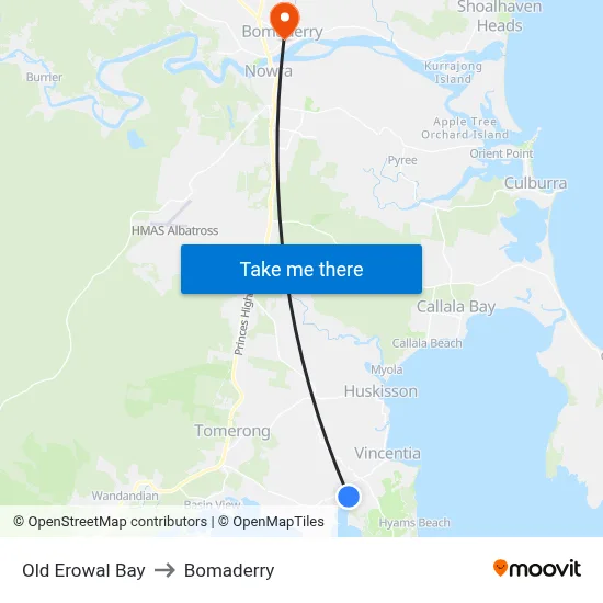 Old Erowal Bay to Bomaderry map