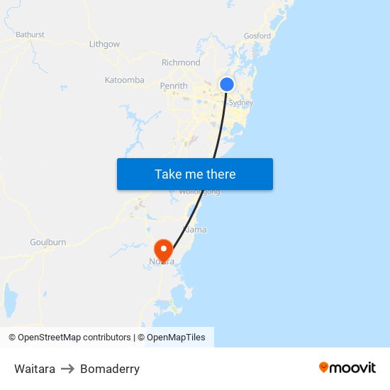 Waitara to Bomaderry map