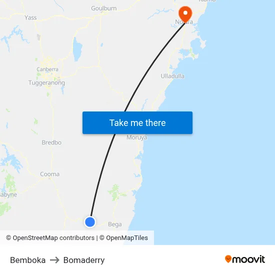 Bemboka to Bomaderry map