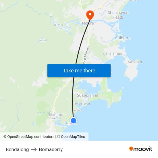 Bendalong to Bomaderry map