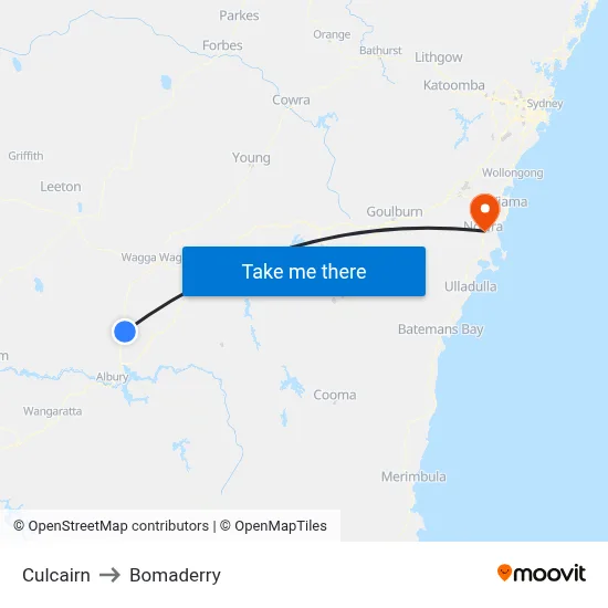 Culcairn to Bomaderry map