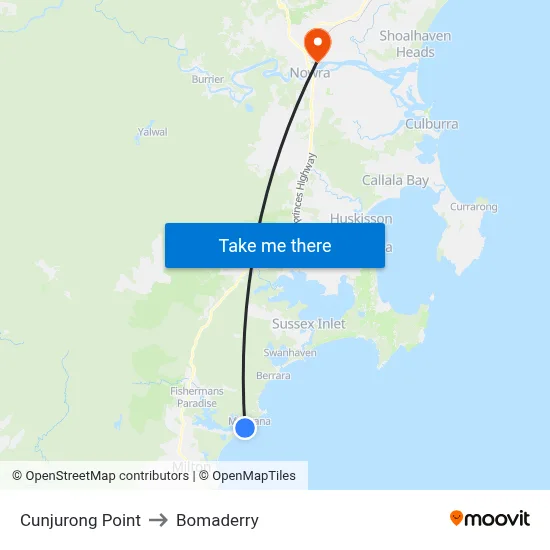 Cunjurong Point to Bomaderry map