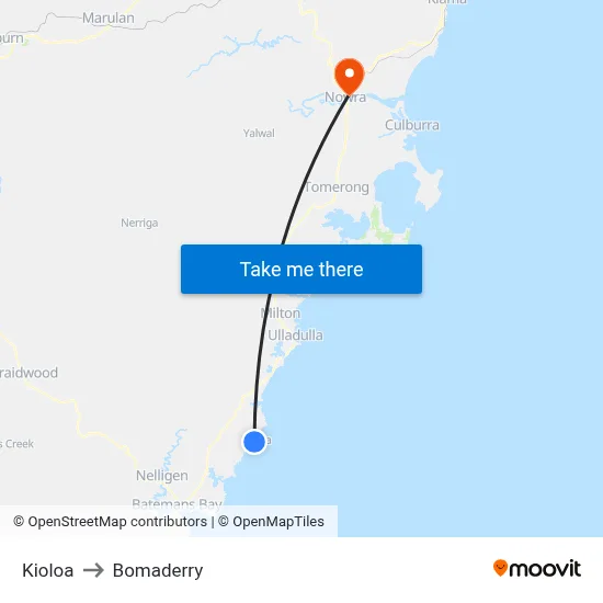 Kioloa to Bomaderry map