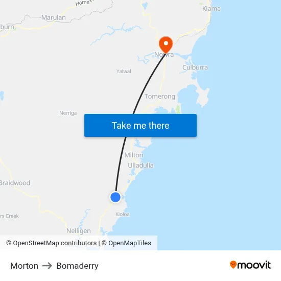 Morton to Bomaderry map