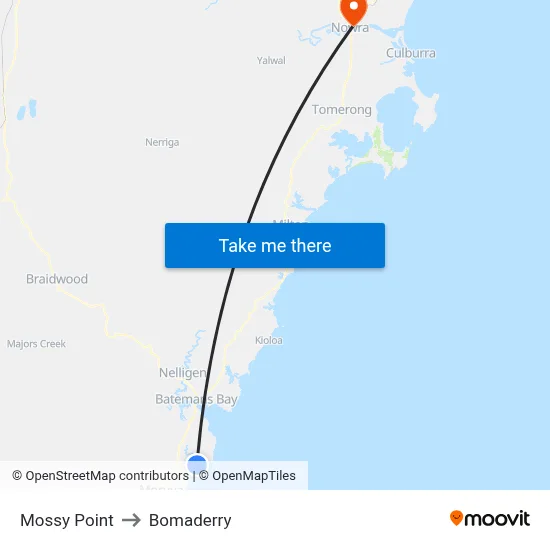 Mossy Point to Bomaderry map