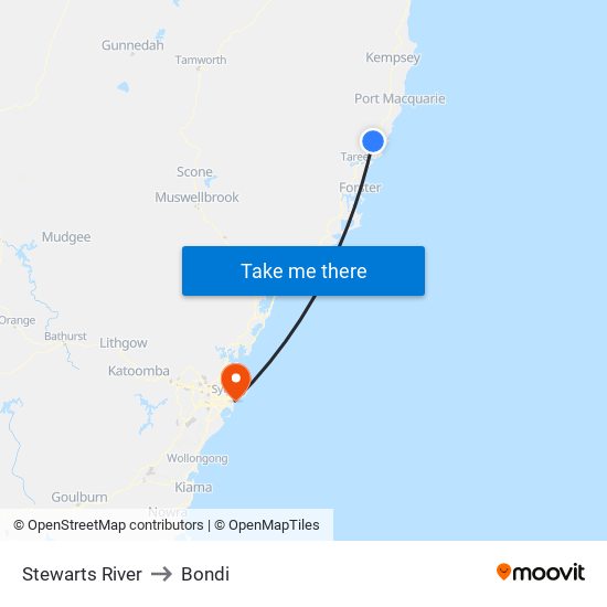 Stewarts River to Bondi map