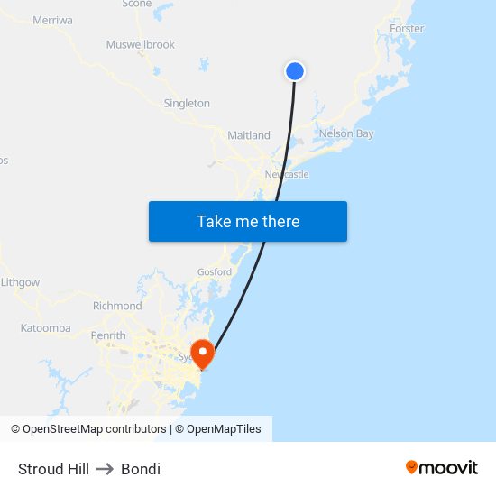 Stroud Hill to Bondi map