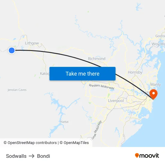 Sodwalls to Bondi map