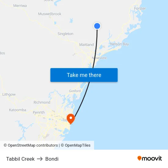 Tabbil Creek to Bondi map