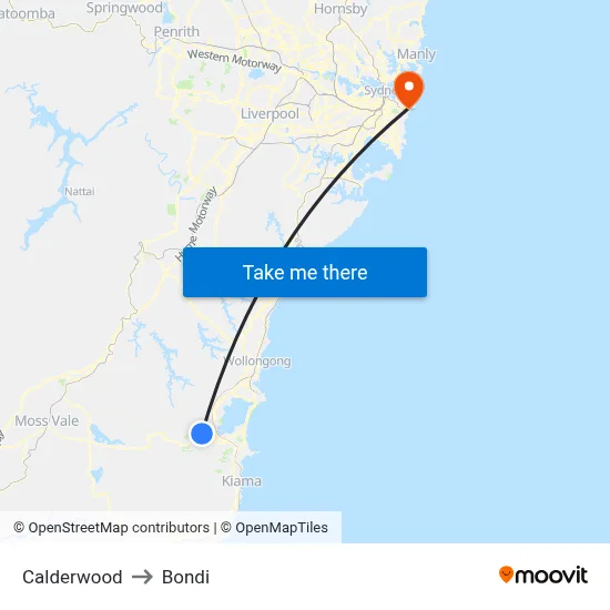 Calderwood to Bondi map