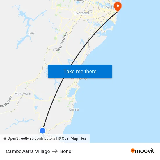 Cambewarra Village to Bondi map