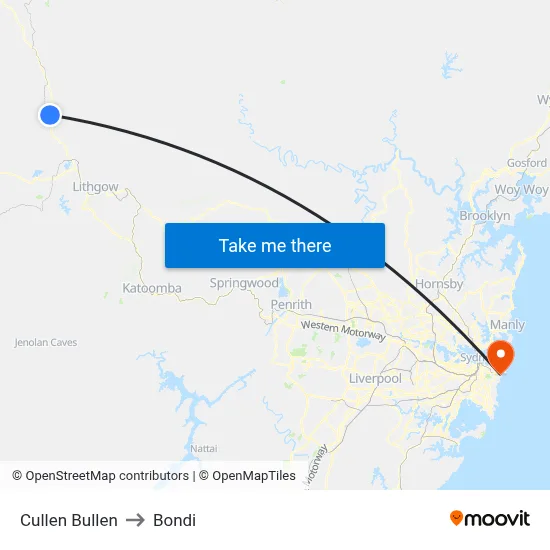 Cullen Bullen to Bondi map