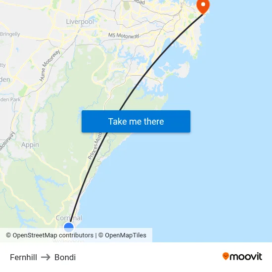 Fernhill to Bondi map