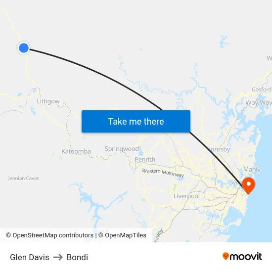 Glen Davis to Bondi map