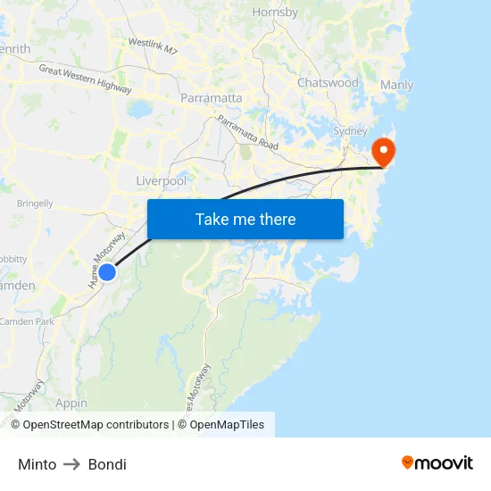 Minto to Bondi map