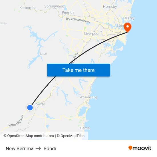 New Berrima to Bondi map