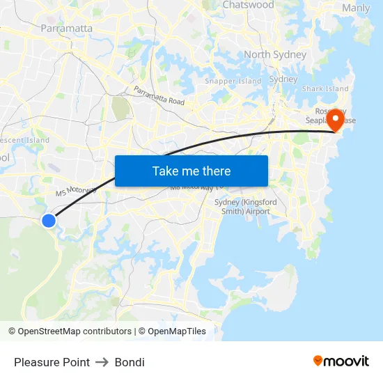 Pleasure Point to Bondi map