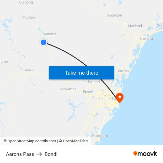 Aarons Pass to Bondi map