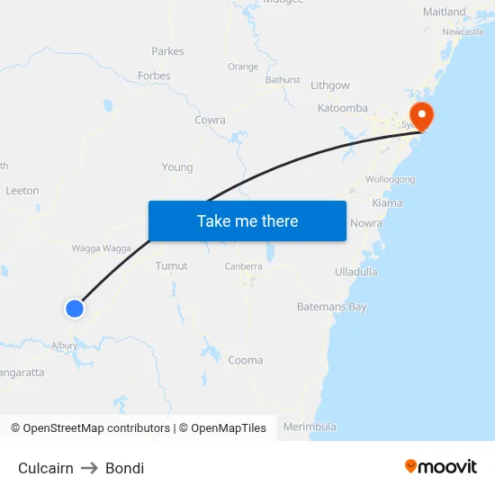 Culcairn to Bondi map
