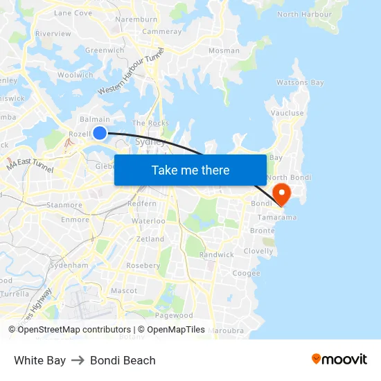 White Bay to Bondi Beach map