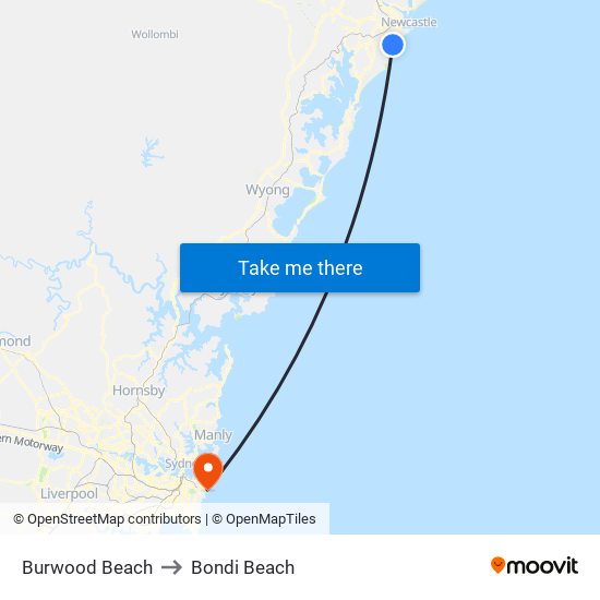 Burwood Beach to Bondi Beach map