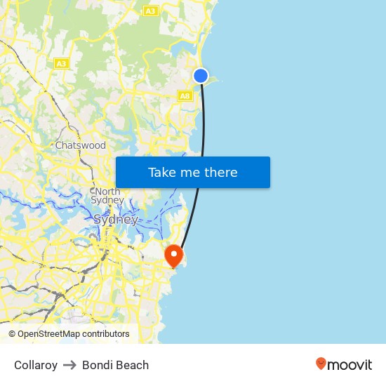 Collaroy to Bondi Beach map