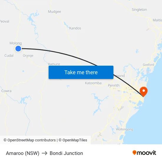 Amaroo (NSW) to Bondi Junction map
