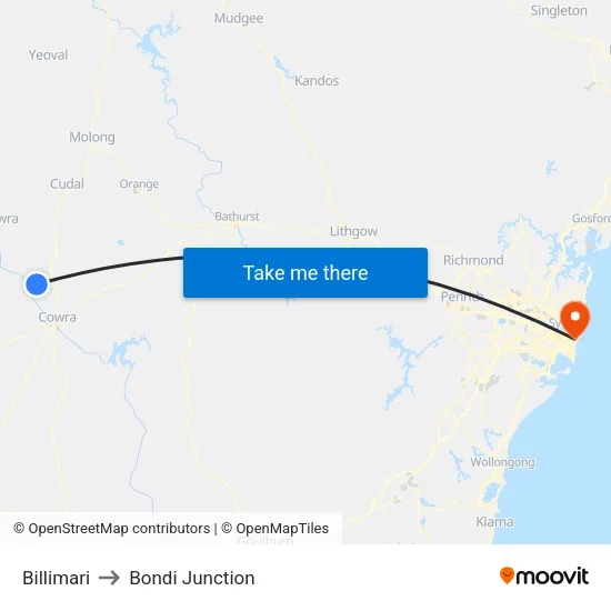 Billimari to Bondi Junction map