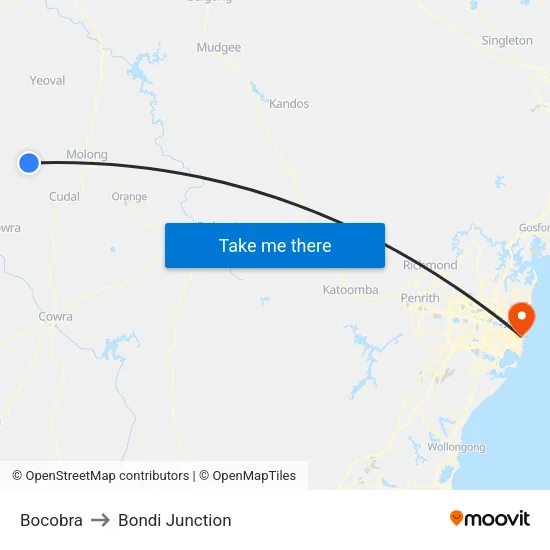 Bocobra to Bondi Junction map