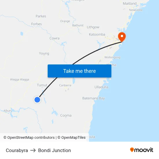 Courabyra to Bondi Junction map