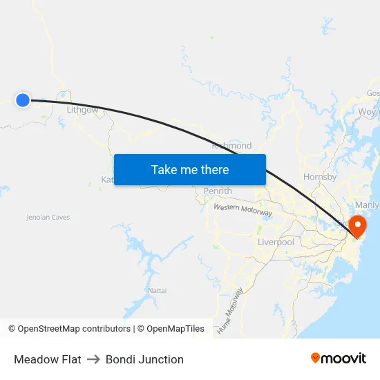 Meadow Flat to Bondi Junction map