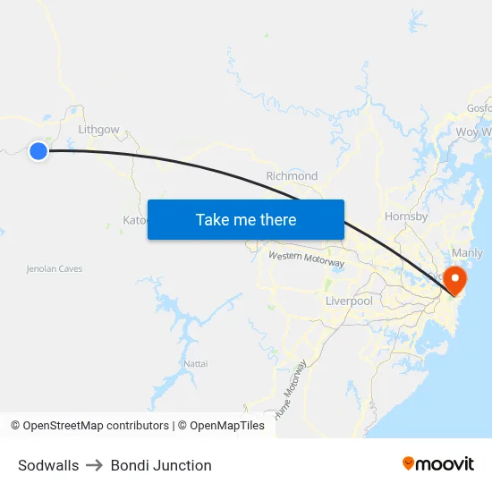 Sodwalls to Bondi Junction map