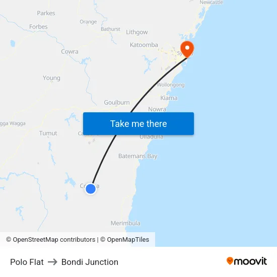 Polo Flat to Bondi Junction map