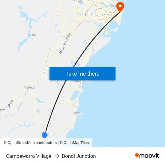 Cambewarra Village to Bondi Junction map