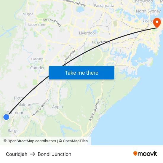 Couridjah to Bondi Junction map