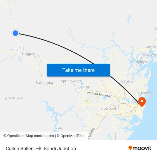 Cullen Bullen to Bondi Junction map