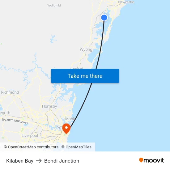 Kilaben Bay to Bondi Junction map