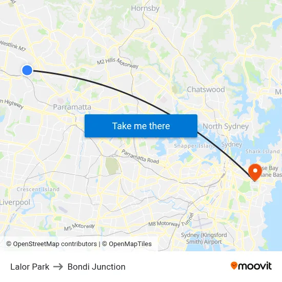Lalor Park to Bondi Junction map