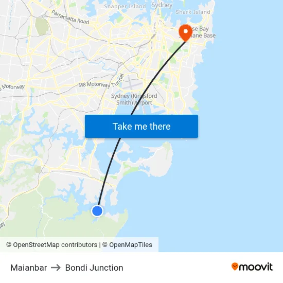 Maianbar to Bondi Junction map