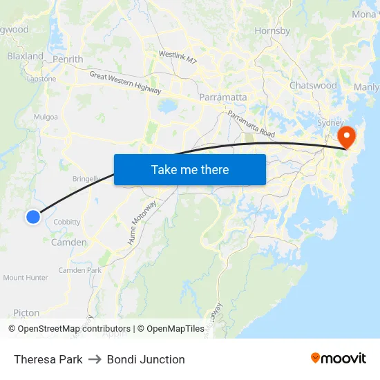 Theresa Park to Bondi Junction map