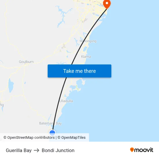 Guerilla Bay to Bondi Junction map